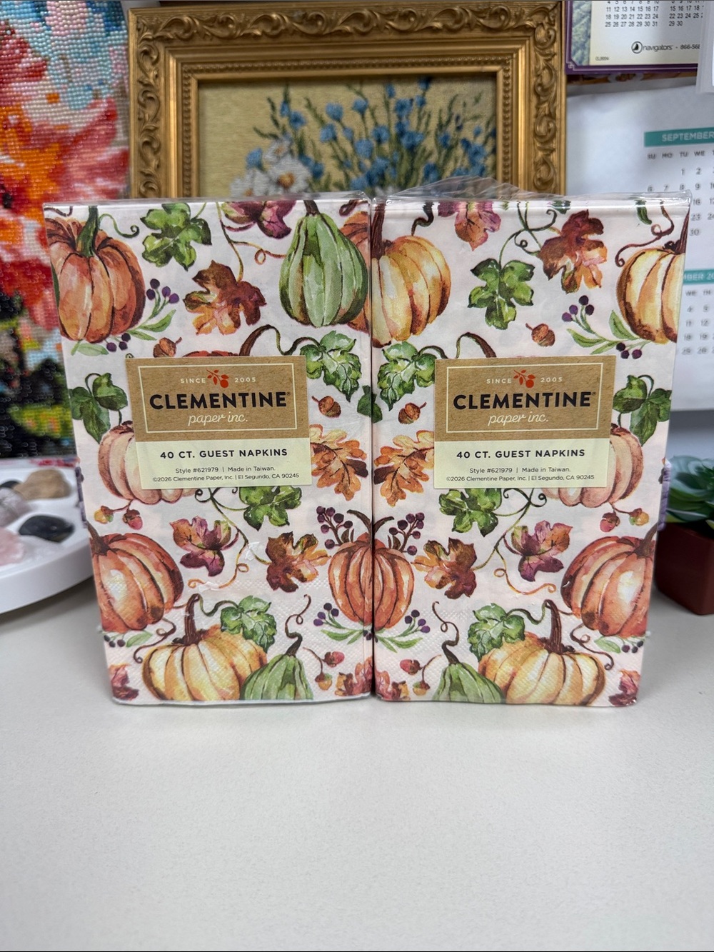 Fall Harvest Thanksgiving Blush Pink Multi Pumpkin Napkins x 2pk of 40 ct